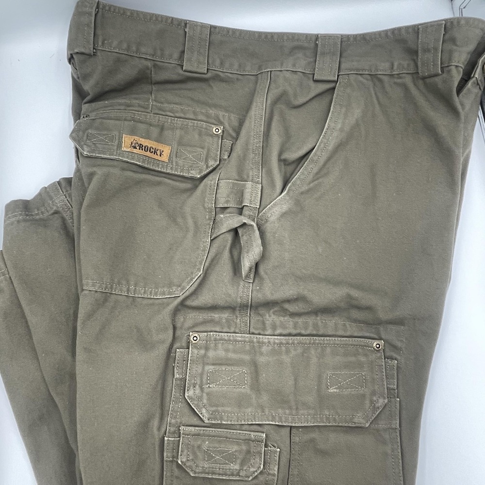 Rocky Outdoor Gear Mens Cargo Work Pants 42x30 Olive Green Cotton Canvas Utility